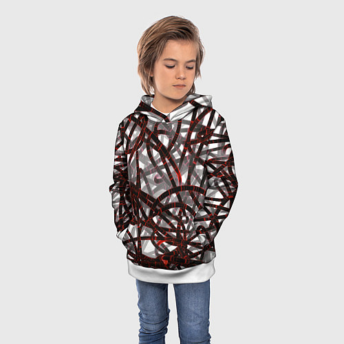 Детская толстовка Красные энергетические кабели / 3D-Белый – фото 3