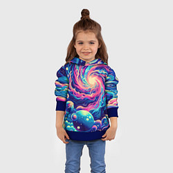 Толстовка-худи детская Разноцветный бескрайний космос - нейросеть, цвет: 3D-синий — фото 2