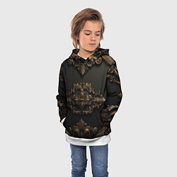 Толстовка-худи детская Объемные темные золотые узоры, цвет: 3D-белый — фото 2