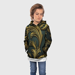 Толстовка-худи детская Золотые старые темные узоры, цвет: 3D-белый — фото 2