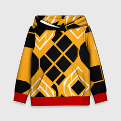 Детская толстовка Чёрные квадраты и белые полосы на оранжевом фоне