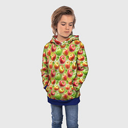 Толстовка-худи детская Натуральные яблоки паттерн, цвет: 3D-синий — фото 2