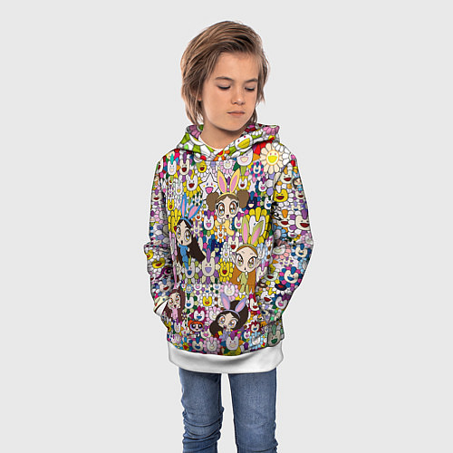 Детская толстовка Right now NewJeans and Takashi Murakami / 3D-Белый – фото 3