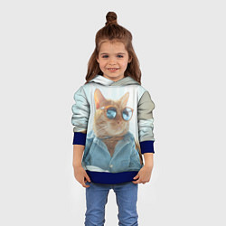 Толстовка-худи детская Альфа кот, цвет: 3D-синий — фото 2