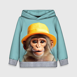 Толстовка-худи детская Мартышка в шляпе, цвет: 3D-меланж