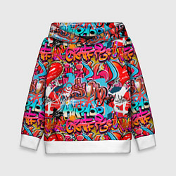 Толстовка-худи детская Hip hop graffiti pattern, цвет: 3D-белый