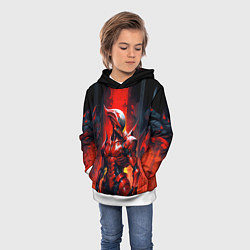 Толстовка-худи детская Андроид в красной броне, цвет: 3D-белый — фото 2