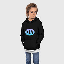 Толстовка-худи детская KIA logo neon, цвет: 3D-белый — фото 2
