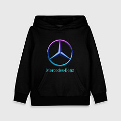 Толстовка-худи детская Mercedes neon logo, цвет: 3D-черный