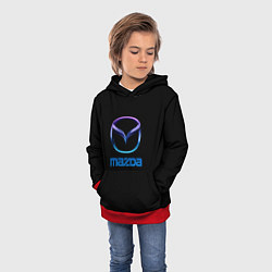 Толстовка-худи детская Mazda neon logo, цвет: 3D-красный — фото 2