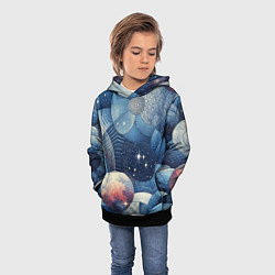 Толстовка-худи детская Космический пэчворк - нейросеть, цвет: 3D-черный — фото 2