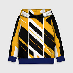 Толстовка-худи детская Black and yellow stripes on a white background, цвет: 3D-синий