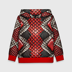 Детская толстовка Змеиная объемная текстурная красная шкура