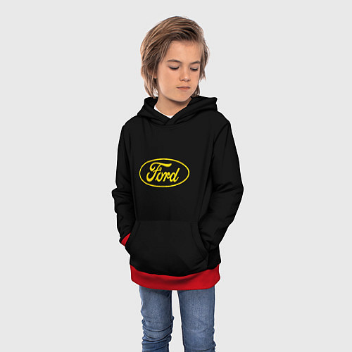 Детская толстовка Ford logo yellow / 3D-Красный – фото 3