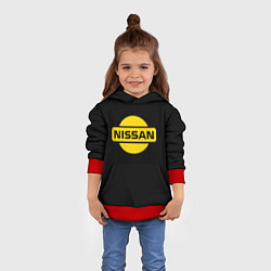 Толстовка-худи детская Nissan yellow logo, цвет: 3D-красный — фото 2