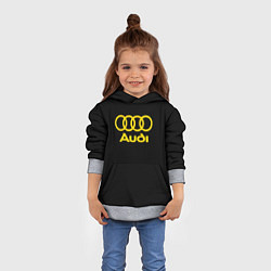 Толстовка-худи детская Audi logo yellow, цвет: 3D-меланж — фото 2