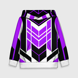 Толстовка-худи детская Purple and black stripes on a white background, цвет: 3D-белый