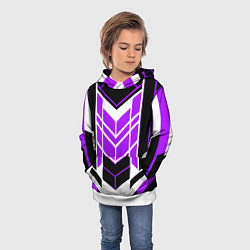 Толстовка-худи детская Purple and black stripes on a white background, цвет: 3D-белый — фото 2