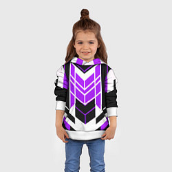 Толстовка-худи детская Purple and black stripes on a white background, цвет: 3D-белый — фото 2