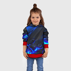 Толстовка-худи детская Синяя абстракция с плитами, цвет: 3D-красный — фото 2