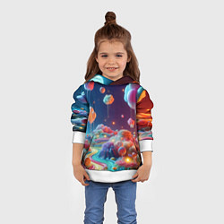 Толстовка-худи детская Planet chupa chups - neon glow, цвет: 3D-белый — фото 2