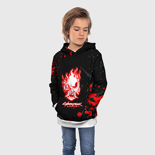 Детская толстовка Samurai flame logo / 3D-Белый – фото 3