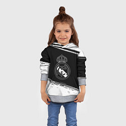 Толстовка-худи детская Реал мадрид белое лого, цвет: 3D-меланж — фото 2