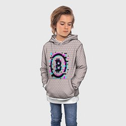 Толстовка-худи детская Биткоин символ - сетка, цвет: 3D-белый — фото 2