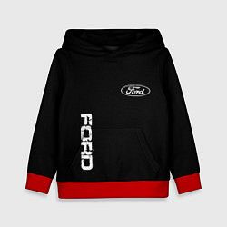 Толстовка-худи детская Ford logo white steel, цвет: 3D-красный