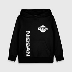 Толстовка-худи детская Nissan logo white auto, цвет: 3D-черный