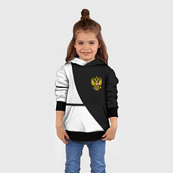 Толстовка-худи детская Герб РФ текстура спорт, цвет: 3D-черный — фото 2