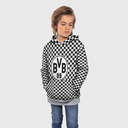 Толстовка-худи детская Borussia клетка текстура, цвет: 3D-меланж — фото 2
