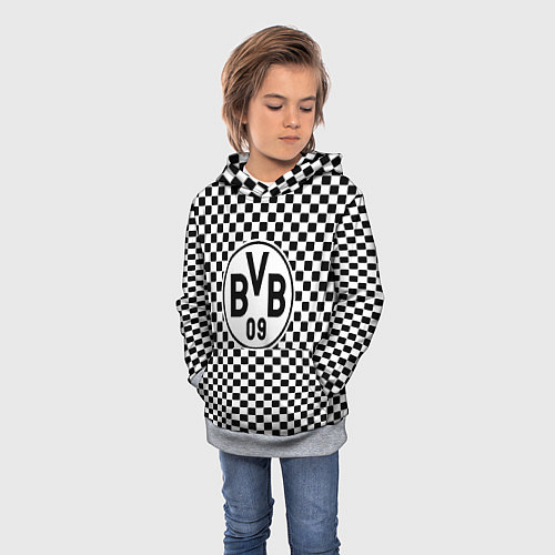 Детская толстовка Borussia клетка текстура / 3D-Меланж – фото 3