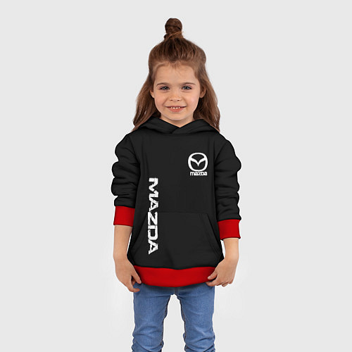Детская толстовка Mazda white logo / 3D-Красный – фото 4