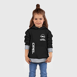 Толстовка-худи детская Opel white logo, цвет: 3D-меланж — фото 2