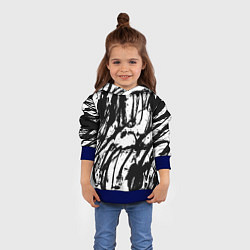 Толстовка-худи детская Чёрно-белая абстракция: нейросеть, цвет: 3D-синий — фото 2