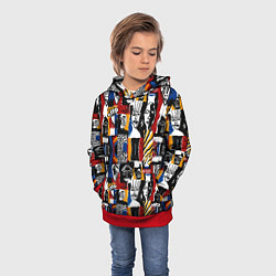Толстовка-худи детская Лица и узоры, цвет: 3D-красный — фото 2