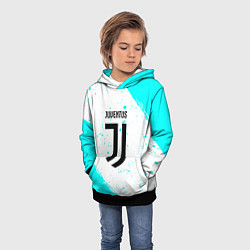 Толстовка-худи детская Ювентус краски голубые, цвет: 3D-черный — фото 2