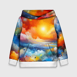 Толстовка-худи детская Закат солнца - разноцветные облака, цвет: 3D-белый