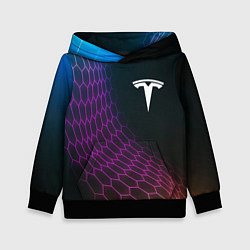 Толстовка-худи детская Tesla neon hexagon, цвет: 3D-черный