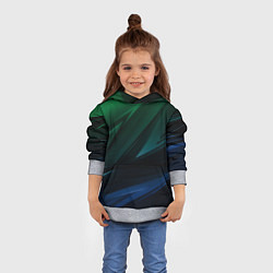 Толстовка-худи детская Зелено-синие абстрактные объемные полосы, цвет: 3D-меланж — фото 2