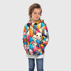 Толстовка-худи детская Geometric pattern with kittens - ai art, цвет: 3D-белый — фото 2
