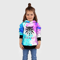 Толстовка-худи детская Ведьмак неоновый дым, цвет: 3D-черный — фото 2