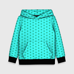 Детская толстовка Паттерн неоновый циан со звездами