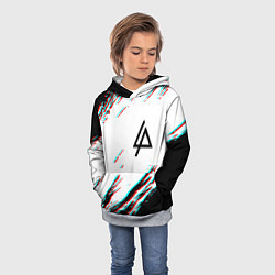 Толстовка-худи детская Linkin park краски глитч, цвет: 3D-меланж — фото 2