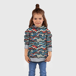 Толстовка-худи детская Разноцветные абстрактные волны, цвет: 3D-меланж — фото 2