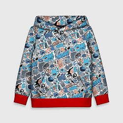 Толстовка-худи детская Дудл животные и монстры, цвет: 3D-красный