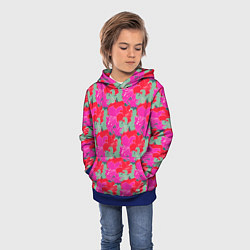 Толстовка-худи детская Красные синие желтые цветы лилии, цвет: 3D-синий — фото 2