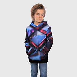 Толстовка-худи детская Абстрактные фиолетовые плиты со свечением, цвет: 3D-черный — фото 2
