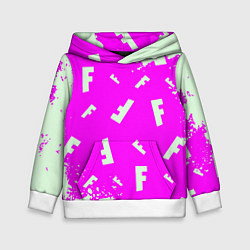 Толстовка-худи детская Fortnite pattern pink, цвет: 3D-белый